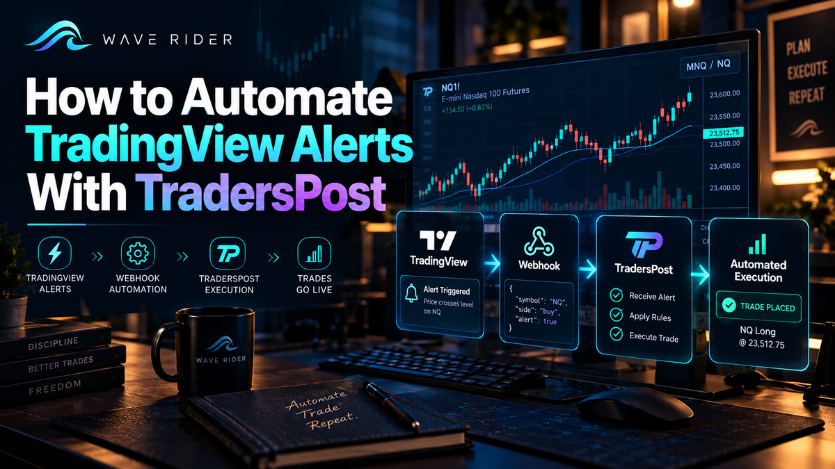 How TradingView alerts flow through a webhook to TradersPost and on to automated trade execution