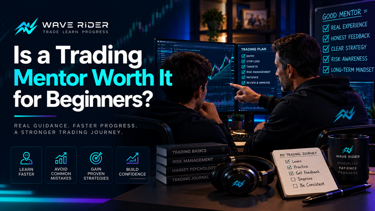 A trading mentor reviewing NQ charts with a beginner trader at a desk